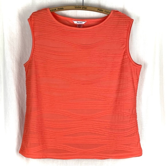 TANJAY Sleeveless Top Tank summer spring coral salmon waves vintage? - Picture 1 of 14